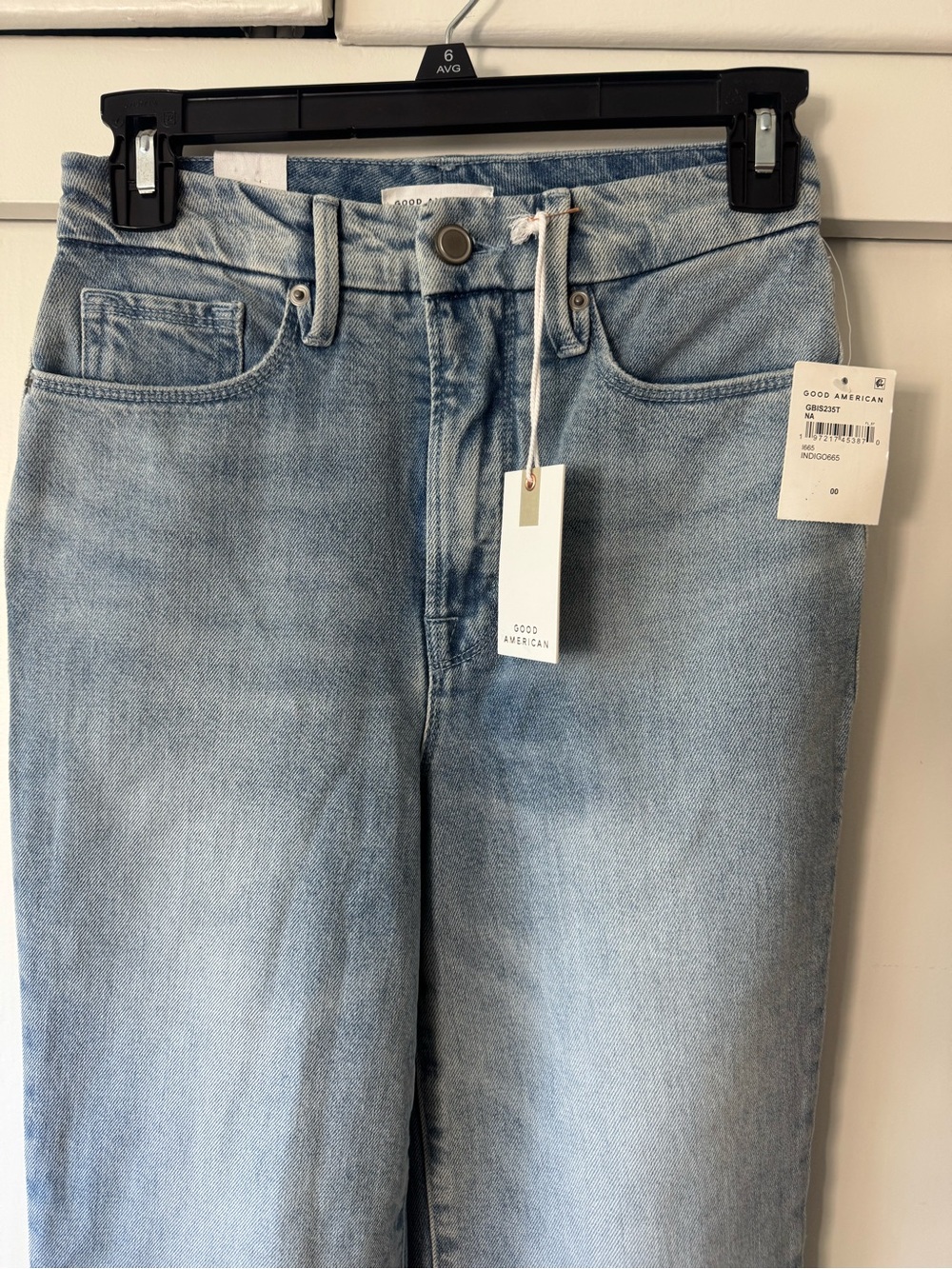 Good American Light Wash High-Rise Straight Jeans